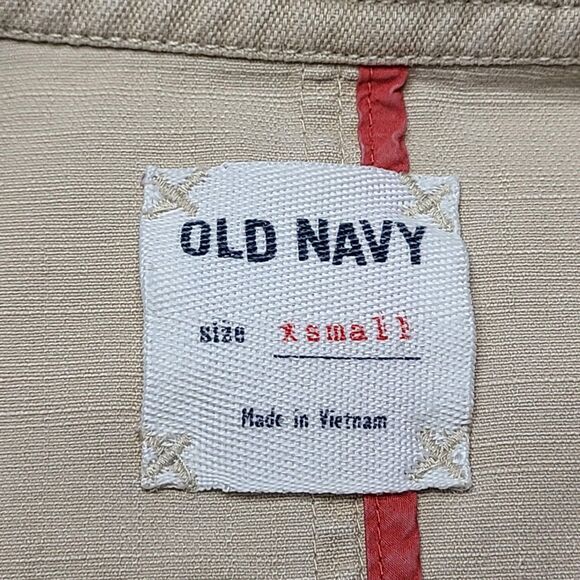 Old Navy Trench Coat Womens XS Beige Khaki Belted Double Breasted Cotton Classic - Picture 6 of 9